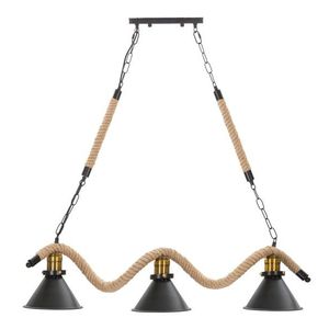 Lustra Rope, Mauro Ferretti, 84 x 20 x 88 cm, 3 x E27, 20W, fier/sfoara, maro/negru imagine