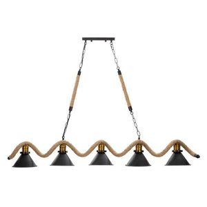 Lustra Rope, Mauro Ferretti, 130 x 20 x 80 cm, 5 x E27, 20W, fier/sfoara, maro/negru imagine
