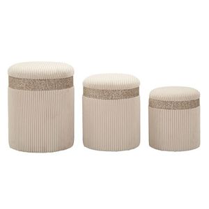 Set 3 taburete cu spatiu de depozitare Cream, Mauro Ferretti, 40.5x49.5 cm, MDF/poliester, crem imagine