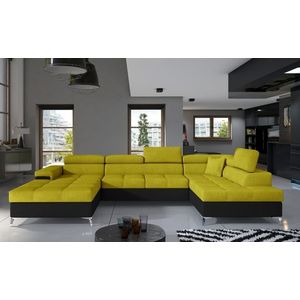 Coltar extensibil dreapta 5 locuri ELTAP, Edr-46, Eduardo, 337x205x88 cm, lemn/poliester, galben/negru imagine