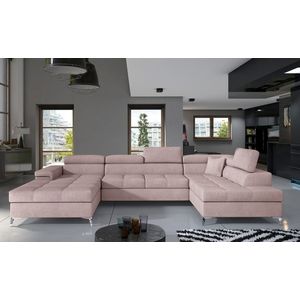 Coltar extensibil dreapta 5 locuri ELTAP, Edr-50, Eduardo, 337x205x88 cm, lemn/poliester, roz deschis imagine