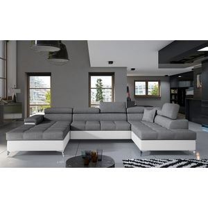 Coltar extensibil dreapta 5 locuri ELTAP, Edr-52, Eduardo, 337x205x88 cm, lemn/poliester, gri inchis/alb imagine
