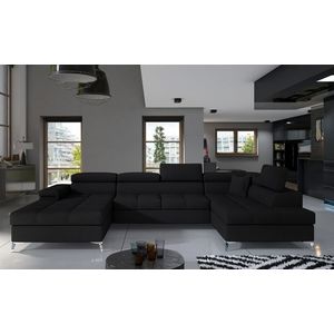 Coltar extensibil dreapta 5 locuri ELTAP, Edr-53, Eduardo, 337x205x88 cm, lemn/poliester, negru imagine