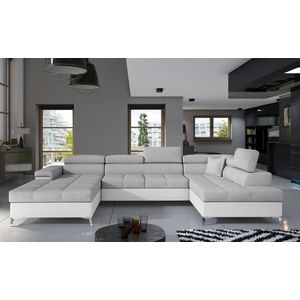 Coltar extensibil dreapta 5 locuri ELTAP, Edr-55, Eduardo, 337x205x88 cm, lemn/poliester, gri deschis/alb imagine