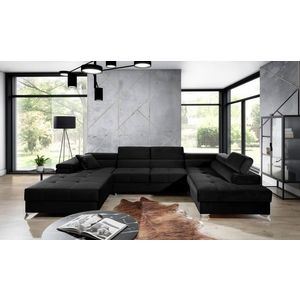 Coltar extensibil dreapta 5 locuri ELTAP, Edr-94, Eduardo, 337x205x88 cm, lemn/poliester, negru imagine