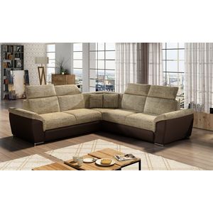 Coltar extensibil 5 locuri ELTAP, Fed-03, Federico, 266x266x102 cm, lemn/poliester, bej/maro inchis imagine
