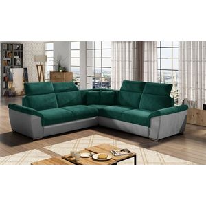 Coltar extensibil 5 locuri ELTAP, Fed-04, Federico, 266x266x102 cm, lemn/poliester, verde inchis/gri inchis imagine