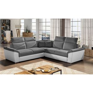 Coltar extensibil 5 locuri ELTAP, Fed-10, Federico, 266x266x102 cm, lemn/poliester, gri inchis/alb imagine
