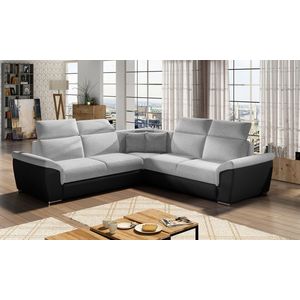 Coltar extensibil 5 locuri ELTAP, Fed-11, Federico, 266x266x102 cm, lemn/poliester, gri deschis/negru imagine