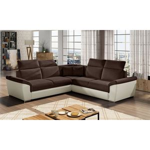 Coltar extensibil 5 locuri ELTAP, Fed-13, Federico, 266x266x102 cm, lemn/poliester, maro inchis/bej deschis imagine