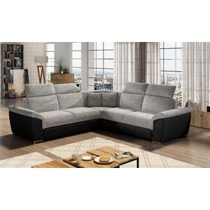 Coltar extensibil 5 locuri ELTAP, Fed-18, Federico, 266x266x102 cm, lemn/poliester, gri/negru imagine