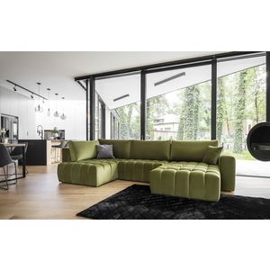 Coltar extensibil dreapta 6 locuri ELTAP, RT-33LO, Bonito, 350x175x92 cm, lemn/poliester, verde olive imagine