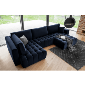 Coltar extensibil dreapta 6 locuri ELTAP, RT-40LO, Bonito, 350x175x92 cm, lemn/poliester, albastru inchis imagine