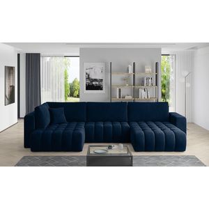 Coltar extensibil dreapta 6 locuri ELTAP, RT-40VE, Bonito, 350x175x92 cm, lemn/poliester, albastru inchis imagine