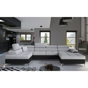 Coltar extensibil stanga 5 locuri ELTAP, Edr-01, Eduardo, 337x205x88 cm, lemn/poliester, gri/negru imagine