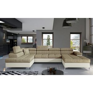 Coltar extensibil stanga 5 locuri ELTAP, Edr-02, Eduardo, 337x205x88 cm, lemn/poliester, bej/crem imagine
