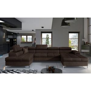Coltar extensibil stanga 5 locuri ELTAP, Edr-09, Eduardo, 337x205x88 cm, lemn/poliester, maro inchis imagine