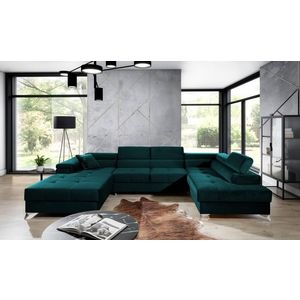 Coltar extensibil dreapta 5 locuri ELTAP, Edr-100, Eduardo, 337x205x88 cm, lemn/poliester, verde inchis imagine
