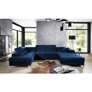 Coltar extensibil stanga 5 locuri ELTAP, Edr-103, Eduardo, 337x205x88 cm, lemn/poliester, albastru inchis imagine