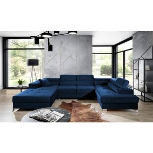 Coltar extensibil dreapta 5 locuri ELTAP, Edr-104, Eduardo, 337x205x88 cm, lemn/poliester, albastru inchis imagine