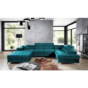 Coltar extensibil dreapta 5 locuri ELTAP, Edr-106, Eduardo, 337x205x88 cm, lemn/poliester, turcoaz imagine