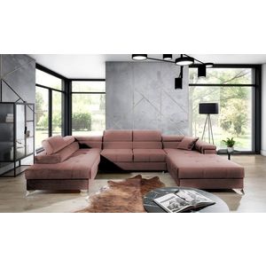Coltar extensibil stanga 5 locuri ELTAP, Edr-107, Eduardo, 337x205x88 cm, lemn/poliester, roz imagine