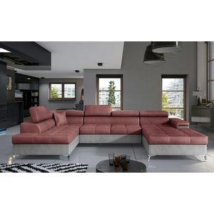 Coltar extensibil stanga 5 locuri ELTAP, Edr-12, Eduardo, 337x205x88 cm, lemn/poliester, roz inchis/gri imagine