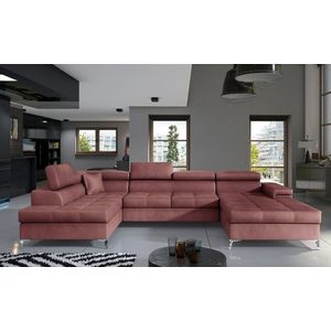 Coltar extensibil stanga 5 locuri ELTAP, Edr-13, Eduardo, 337x205x88 cm, lemn/poliester, roz inchis imagine