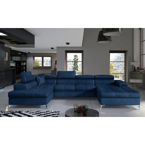 Coltar extensibil stanga 5 locuri ELTAP, Edr-15, Eduardo, 337x205x88 cm, lemn/poliester, albastru inchis imagine