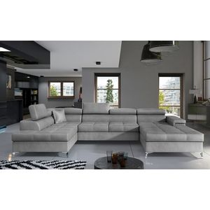 Coltar extensibil stanga 5 locuri ELTAP, Edr-16, Eduardo, 337x205x88 cm, lemn/poliester, gri imagine