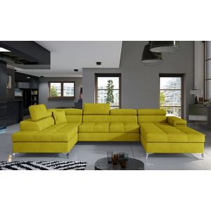 Coltar extensibil stanga 5 locuri ELTAP, Edr-18, Eduardo, 337x205x88 cm, lemn/poliester, galben imagine