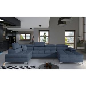 Coltar extensibil stanga 5 locuri ELTAP, Edr-19, Eduardo, 337x205x88 cm, lemn/poliester, albastru imagine