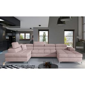 Coltar extensibil stanga 5 locuri ELTAP, Edr-21, Eduardo, 337x205x88 cm, lemn/poliester, roz deschis imagine