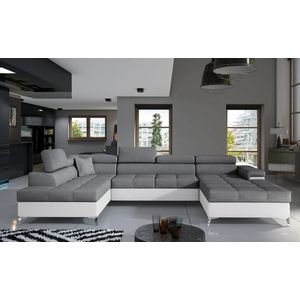 Coltar extensibil stanga 5 locuri ELTAP, Edr-23, Eduardo, 337x205x88 cm, lemn/poliester, gri inchis/alb imagine