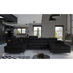 Coltar extensibil stanga 5 locuri ELTAP, Edr-24, Eduardo, 337x205x88 cm, lemn/poliester, negru imagine
