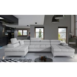 Coltar extensibil stanga 5 locuri ELTAP, Edr-27, Eduardo, 337x205x88 cm, lemn/poliester, gri deschis imagine