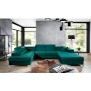 Coltar extensibil stanga 5 locuri ELTAP, Edr-28, Eduardo, 337x205x88 cm, lemn/poliester, verde imagine