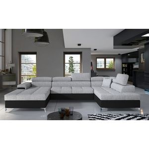 Coltar extensibil dreapta 5 locuri ELTAP, Edr-30, Eduardo, 337x205x88 cm, lemn/poliester, gri/negru imagine