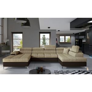 Coltar extensibil dreapta 5 locuri ELTAP, Edr-32, Eduardo, 337x205x88 cm, lemn/poliester, bej/maro inchis imagine