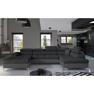 Coltar extensibil dreapta 5 locuri ELTAP, Edr-33, Eduardo, 337x205x88 cm, lemn/poliester, gri inchis/gri imagine