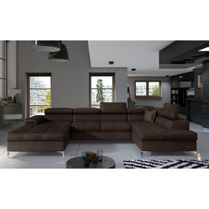 Coltar extensibil dreapta 5 locuri ELTAP, Edr-38, Eduardo, 337x205x88 cm, lemn/poliester, maro inchis imagine