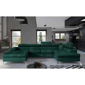 Coltar extensibil dreapta 5 locuri ELTAP, Edr-40, Eduardo, 337x205x88 cm, lemn/poliester, verde inchis imagine