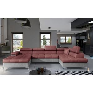 Coltar extensibil dreapta 5 locuri ELTAP, Edr-41, Eduardo, 337x205x88 cm, lemn/poliester, roz inchis/gri imagine