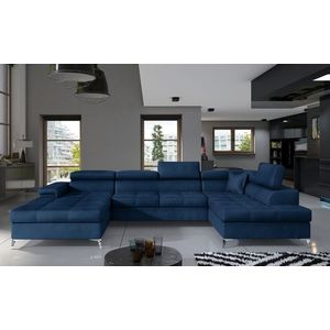 Coltar extensibil dreapta 5 locuri ELTAP, Edr-44, Eduardo, 337x205x88 cm, lemn/poliester, albastru inchis imagine