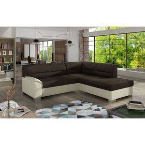 Coltar extensibil dreapta 4 locuri ELTAP, BR01, Bergen, 247x214x83 cm, lemn/poliester, maro inchis/bej imagine