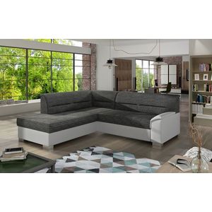 Coltar extensibil stanga 4 locuri ELTAP, BR06, Bergen, 247x214x83 cm, lemn/poliester, gri inchis/alb imagine