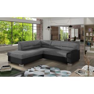 Coltar extensibil stanga 4 locuri ELTAP, BR11, Bergen, 247x214x83 cm, lemn/poliester, gri inchis/negru imagine