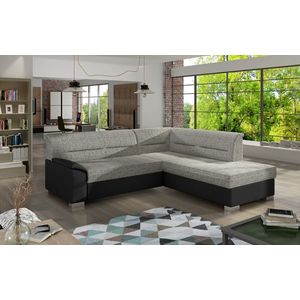 Coltar extensibil dreapta 4 locuri ELTAP, BR12, Bergen, 247x214x83 cm, lemn/poliester, gri deschis/negru imagine