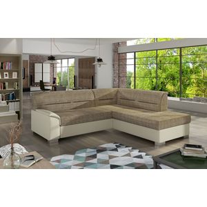 Coltar extensibil dreapta 4 locuri ELTAP, BR14, Bergen, 247x214x83 cm, lemn/poliester, bej inchis/bej deschis imagine