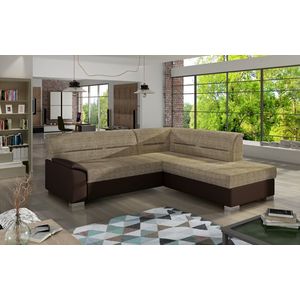 Coltar extensibil dreapta 4 locuri ELTAP, BR15, Bergen, 247x214x83 cm, lemn/poliester, bej/maro inchis imagine